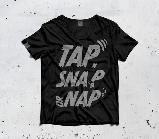 Camiseta “Tap, Snap or Nap” – Arte Suave